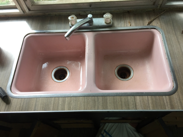 vintage pink kitchen sink